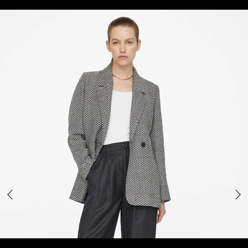 Anine Bing Fishbone Blazer, Herringbone Oversized Blazer XS